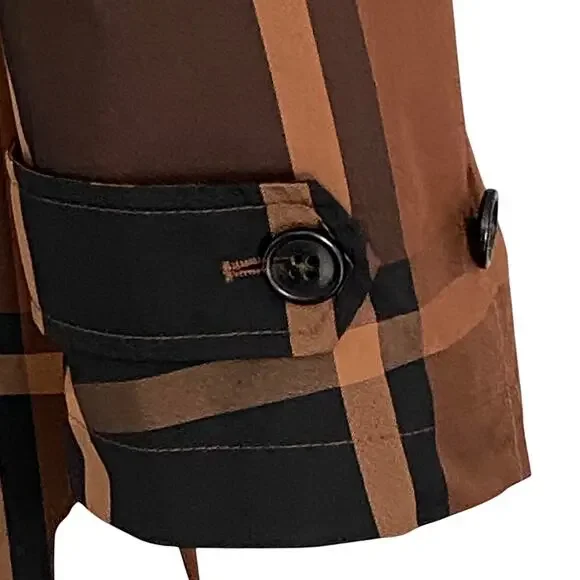 Lauren Ralph Lauren Men's 36 Regular Raincoat Stanza Brown Check NEW - Picture 5 of 15